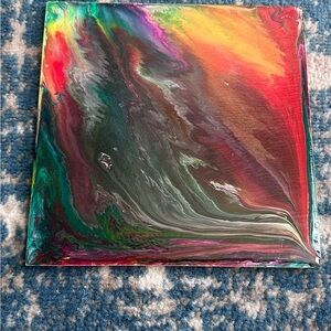 Multicolor Abstract Fluid Art Board - Vibrant Home Wall Accent